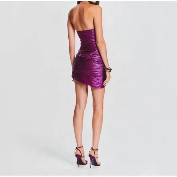 Retrofête Nala Strapless Metallic Mini Dress‎ Purple Size M - Picture 4 of 9